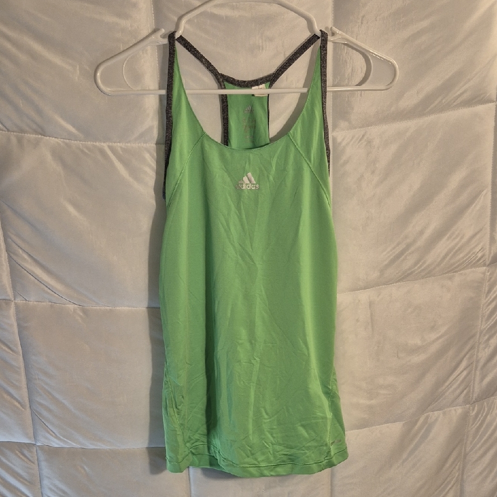Adidas T Back Racerback Green Workout Tank size S